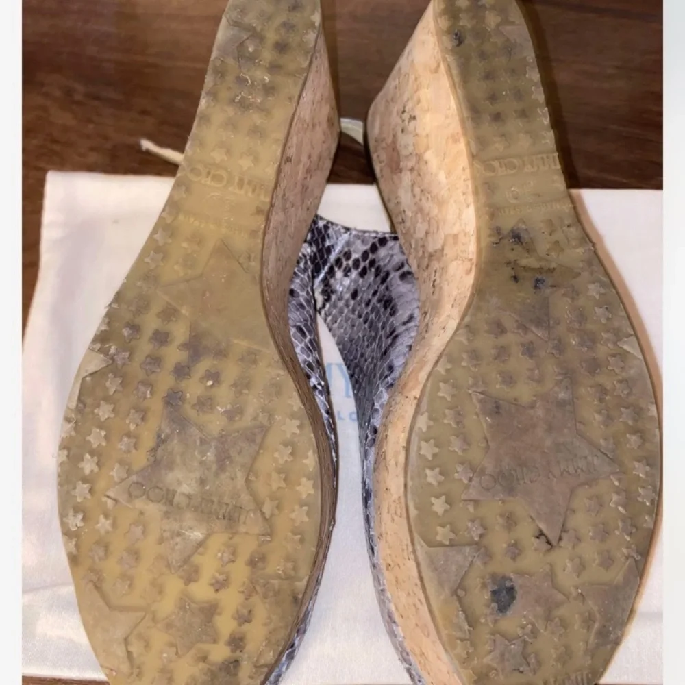 Jimmy Choo Snakeskin Peep Toe Wedges